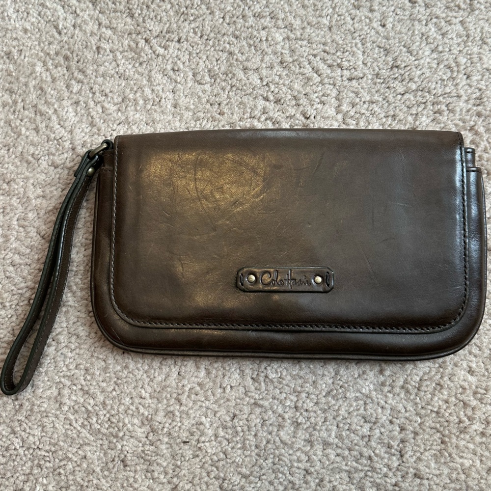 Olive green Cole Haan Wristlet